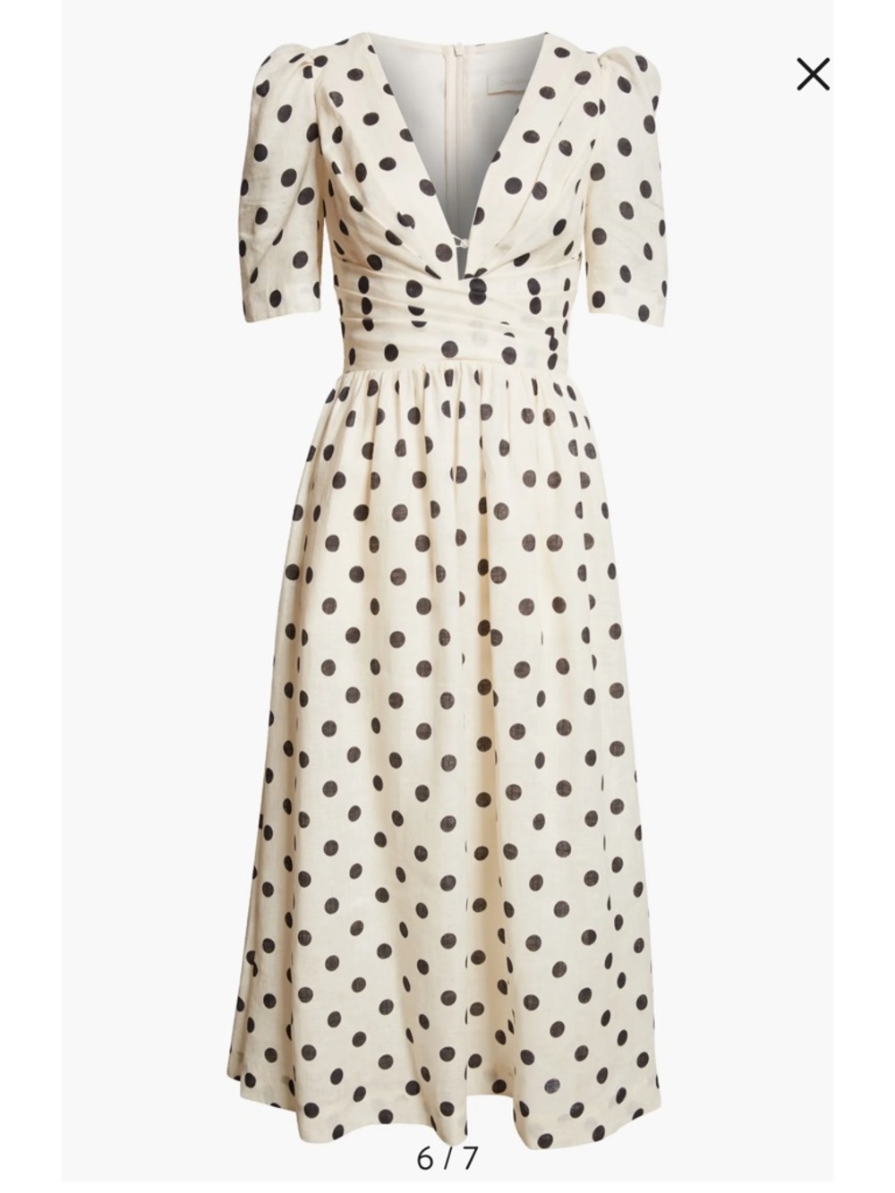 Zimmermann Polka Dot V-Neck linen Midi Dress size 3